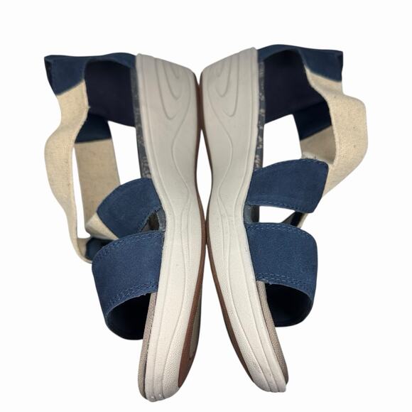 Wedge Comfort Sandals Womens 10 WW Navy Beige Explore24 by Easy Spirit Esmatilde - Picture 6 of 8